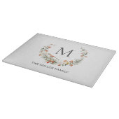 Monogram Whimsical Waterverf Floral Botanical Snijplank (Hoek)