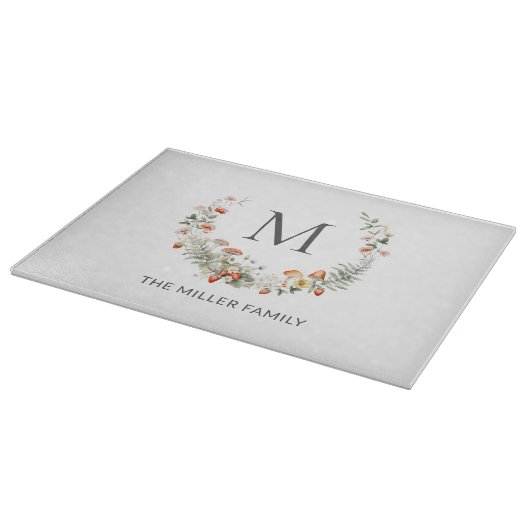 Monogram Whimsical Waterverf Floral Botanical Snijplank (Hoek)