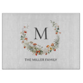 Monogram Whimsical Waterverf Floral Botanical Snijplank (Voorkant)