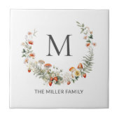 Monogram Whimsical Waterverf Floral Botanical Tegeltje (Voorkant)