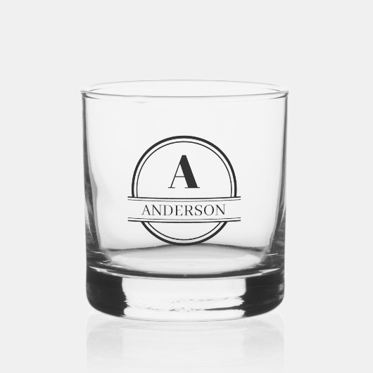 Monogram Whiskey Glas Minimaal Zwart-Wit (Voorkant)