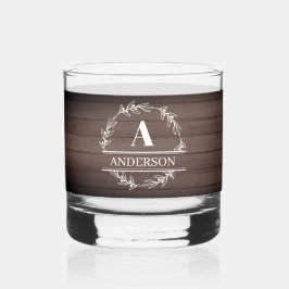 Monogram Whiskey glas rustiek hout