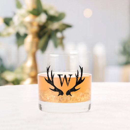Monogram whiskeyglas met hertengewei logo whisky glas (Insitu (Huwelijk))