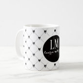 Monogram White & Black Bow Script Koffiemok (Voorkant links)