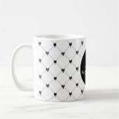 Monogram White & Black Bow Script Koffiemok (Links)