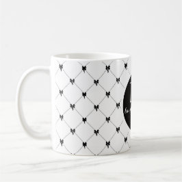 Monogram White & Black Bow Script Koffiemok