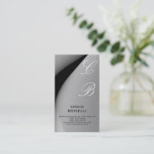 Monogram White Black Grey Plain Visitekaartje (Staand voorkant)
