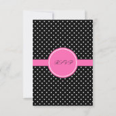 Monogram White Black, Hot Pink Polka Dot RSVP (Achterkant)