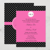 Monogram White Black, hotroze pokadodenweddenschap Kaart (Voorkant / Achterkant)