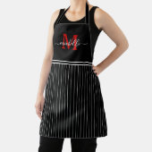 Monogram White Black Pinstripe Red Initiaal Schort