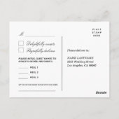 Monogram White Black RSVP Meals Song Request Briefkaart (Achterkant)