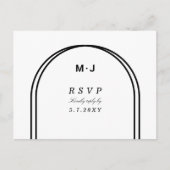 Monogram White Black RSVP Meals Song Request Briefkaart (Voorkant)