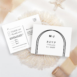 Monogram White Black RSVP Meals Song Request Briefkaart