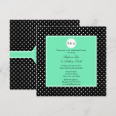 Monogram White Black, Seafoam Polka Dot Rehearsal Kaart (Voorkant / Achterkant)