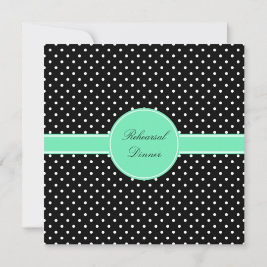 Monogram White Black, Seafoam Polka Dot Rehearsal Kaart (Achterkant)