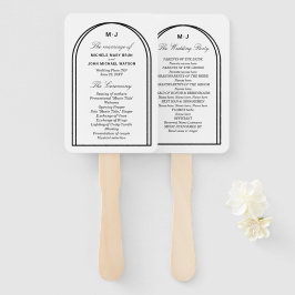 Monogram White Black Simple Arch Wedding Program Handwaaier