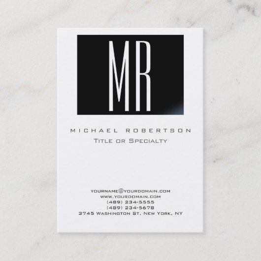 Monogram White Black Stripe Chubby Visitekaartje (Voorkant)