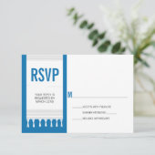 Monogram White Blue Tallit Bar Mitzvah RSVP Antwoo (Staand voorkant)