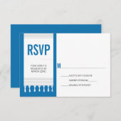 Monogram White Blue Tallit Bar Mitzvah RSVP Antwoo (Voorkant / Achterkant)
