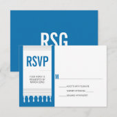 Monogram White Blue Tallit Bar Mitzvah RSVP Antwoo Kaartje (Voorkant / Achterkant)
