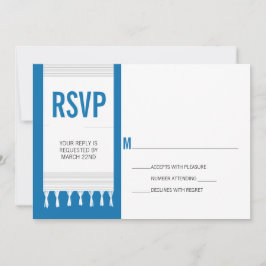 Monogram White Blue Tallit Bar Mitzvah RSVP Antwoo Kaartje