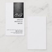 Monogram White Chalkboard Gray Plain Visitekaartje (Voorkant / Achterkant)