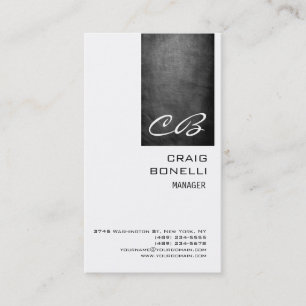 Monogram White Chalkboard Gray Plain Visitekaartje