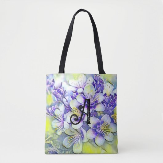 Monogram White Cherry Blossom Waterverf Tote Bag (Voorkant)