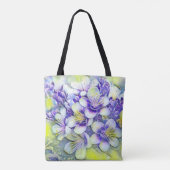 Monogram White Cherry Blossom Waterverf Tote Bag (Achterkant)