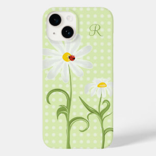 Monogram White Daisy en Lady Bug Polka Dot Green Case-Mate iPhone 14 Hoesje