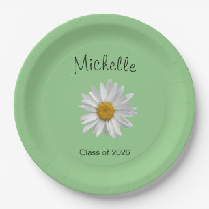 Monogram White Daisy Graduation Party Papieren Bordje