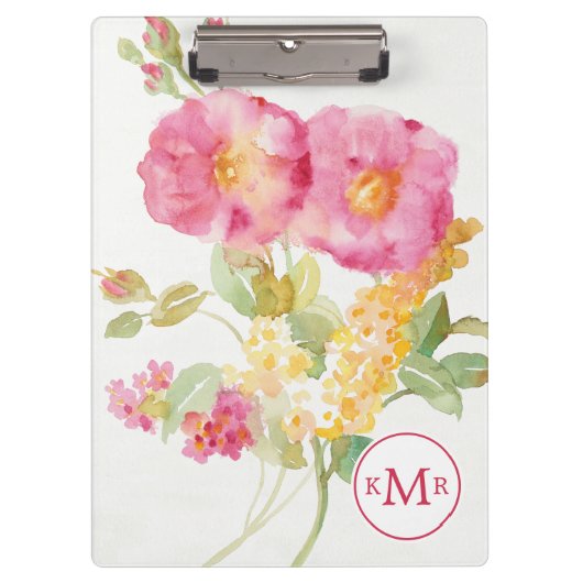 Monogram | White Daisy on Blue Klembord (Voorkant)