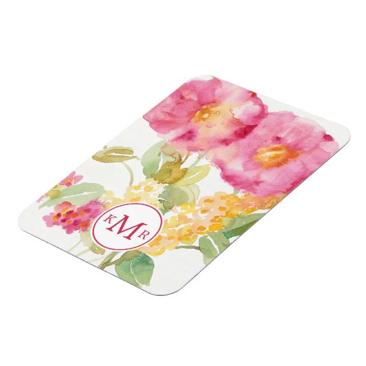 Monogram | White Daisy on Blue Magneet (Linkerzijde)