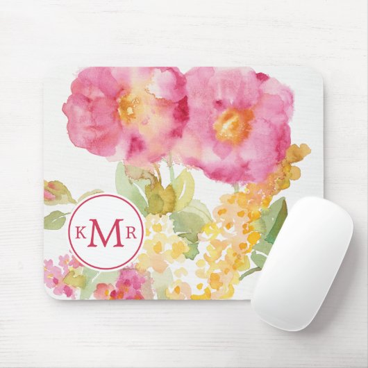 Monogram | White Daisy on Blue Muismat (Met muis)