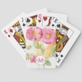 Monogram | White Daisy on Blue Pokerkaarten (Achterkant)