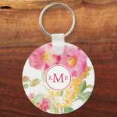 Monogram | White Daisy on Blue Sleutelhanger (Voorkant)