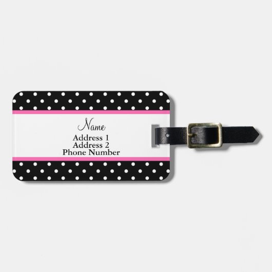 Monogram White en Black Polka Dot Pattern Bagagelabel (Voorkant horizontaal)