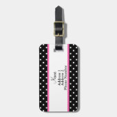Monogram White en Black Polka Dot Pattern Bagagelabel (Voorkant verticaal)