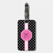 Monogram White en Black Polka Dot Pattern Bagagelabel (Achterkant verticaal)