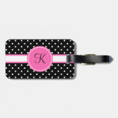 Monogram White en Black Polka Dot Pattern Bagagelabel (Achterkant horizontaal)