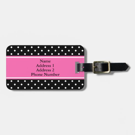 Monogram White en Black Polka Dot Pattern Bagagelabel (Voorkant horizontaal)
