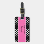 Monogram White en Black Polka Dot Pattern Bagagelabel (Voorkant verticaal)