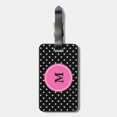 Monogram White en Black Polka Dot Pattern Bagagelabel (Achterkant verticaal)