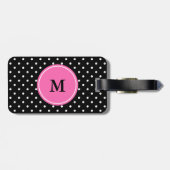 Monogram White en Black Polka Dot Pattern Bagagelabel (Achterkant horizontaal)