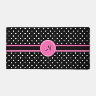 Monogram White en Black Polka Dot Pattern Bureaumat