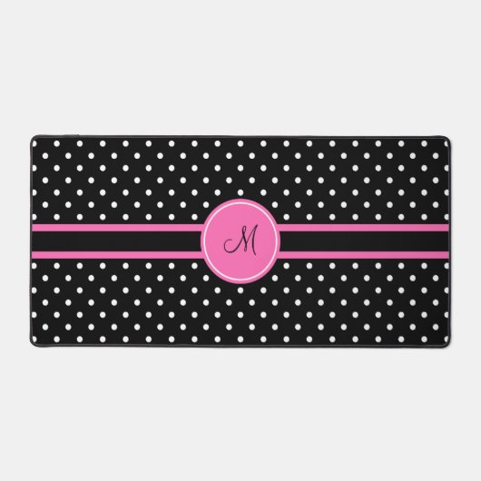Monogram White en Black Polka Dot Pattern Bureaumat (Voorkant)