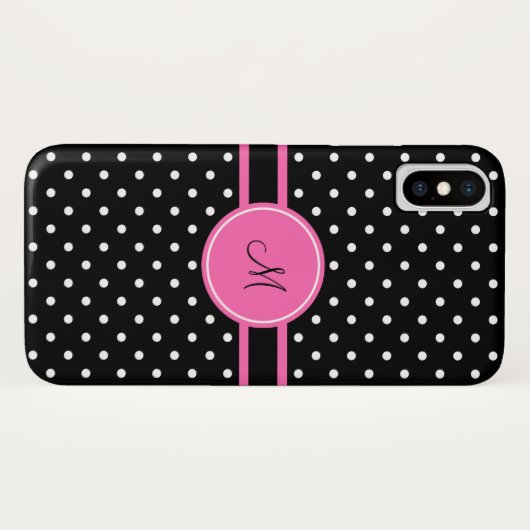 Monogram White en Black Polka Dot Pattern Case-Mate iPhone Case (Achterkant (horizontaal))