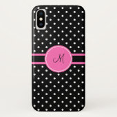 Monogram White en Black Polka Dot Pattern Case-Mate iPhone Case (Achterkant)