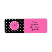 Monogram White en Black Polka Dot Pattern Etiket (Voorkant)