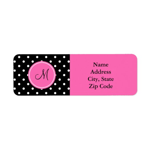 Monogram White en Black Polka Dot Pattern Etiket (Voorkant)
